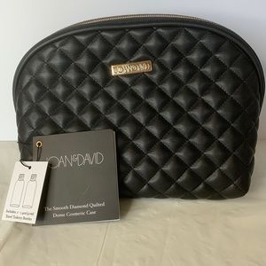 JOAN & DAVID SMOOTH DIAMOND QUILTED DOME COSMETIC CASE BAG